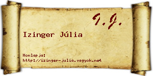 Izinger Júlia névjegykártya