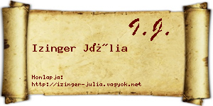 Izinger Júlia névjegykártya